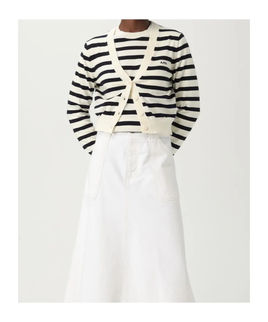 A.P.C. Gaelle Striped Knit Cardigan
