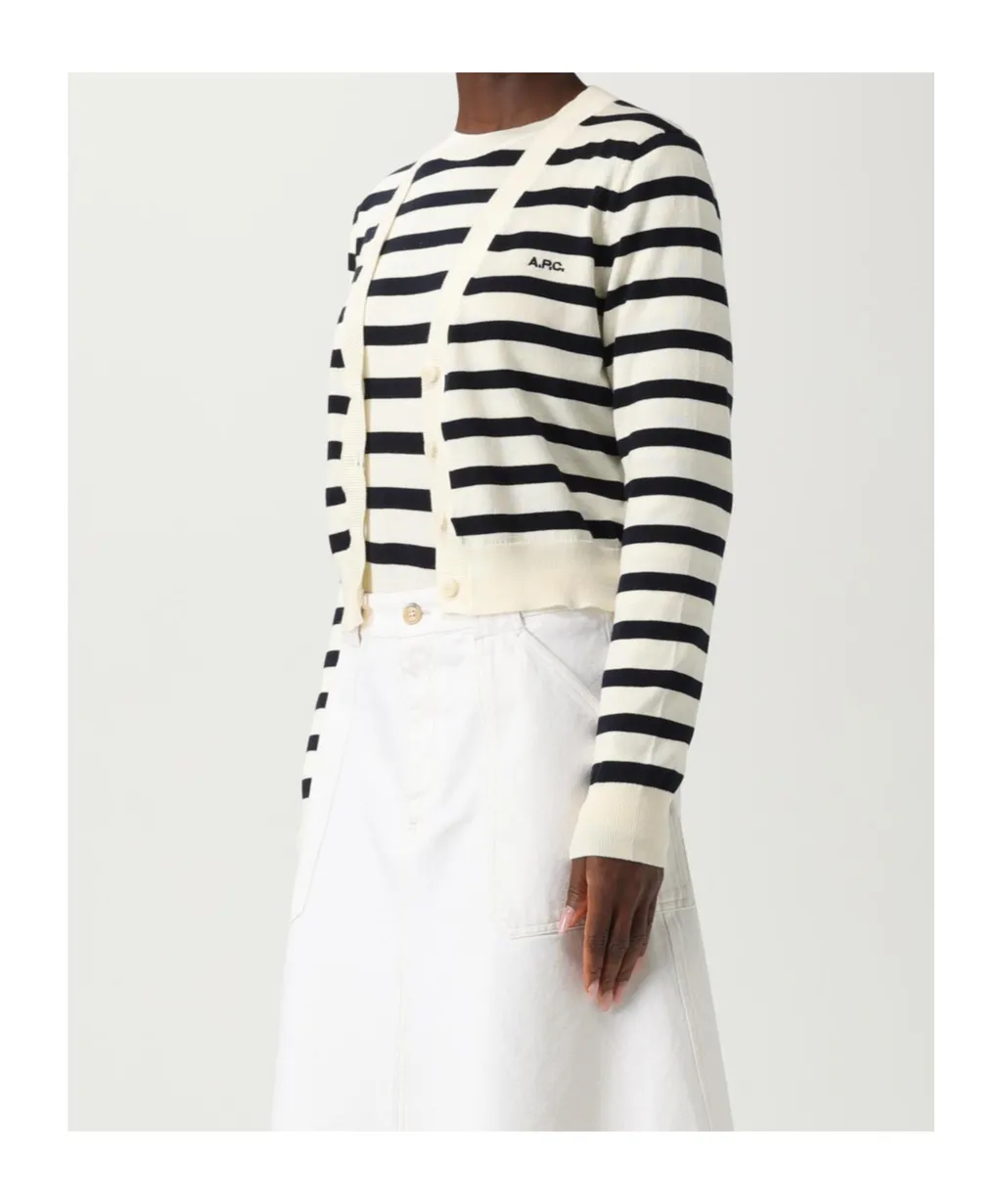 A.P.C. Gaelle Striped Knit Cardigan