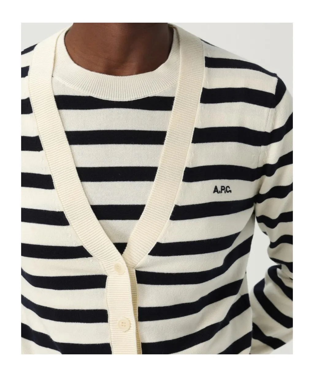 A.P.C. Gaelle Striped Knit Cardigan
