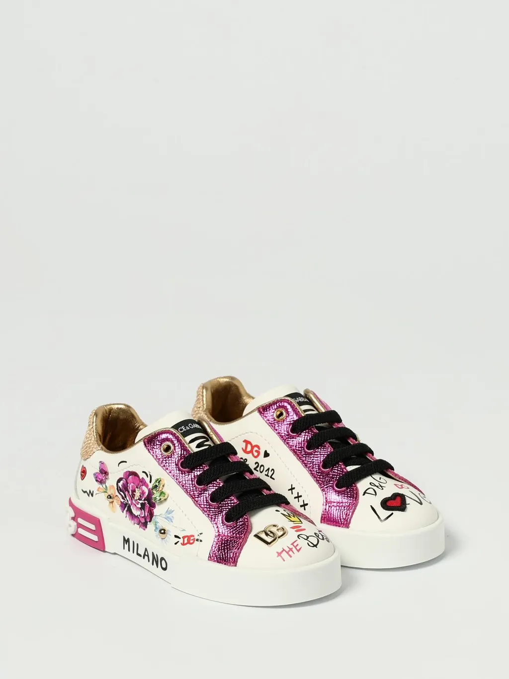 Dolce & Gabbana Kids Flower Printed Sneakers