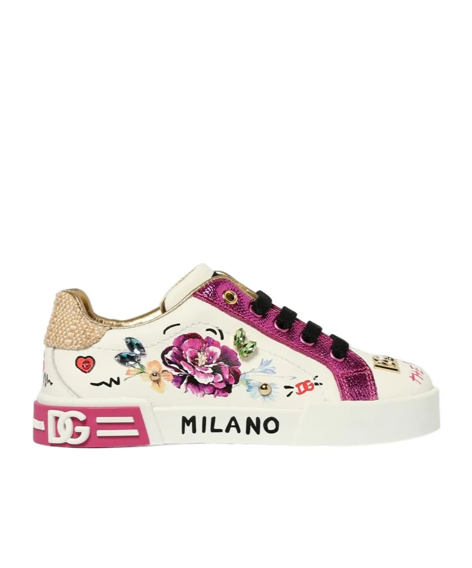Dolce & Gabbana Kids Flower Printed Sneakers