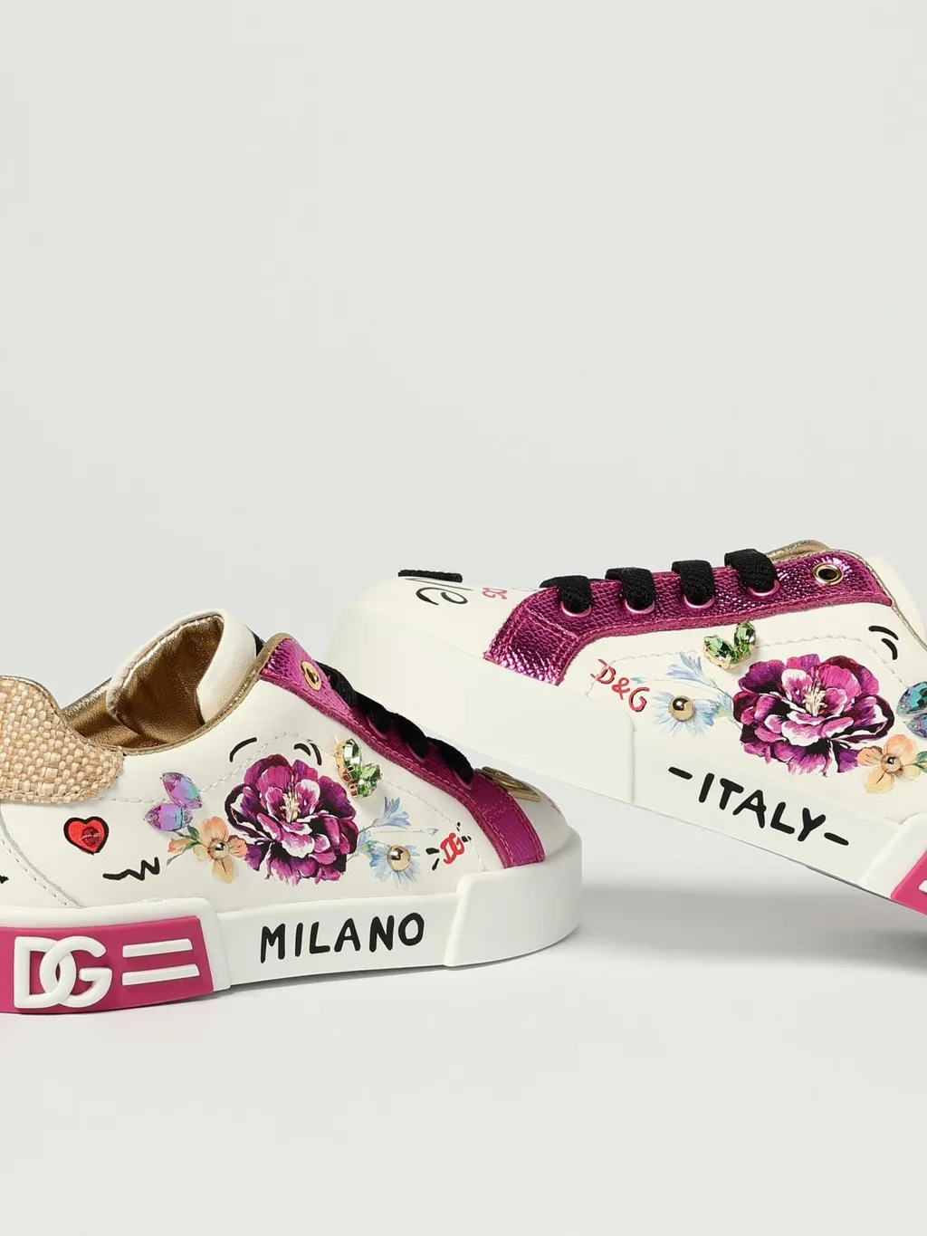 Dolce & Gabbana Kids Flower Printed Sneakers