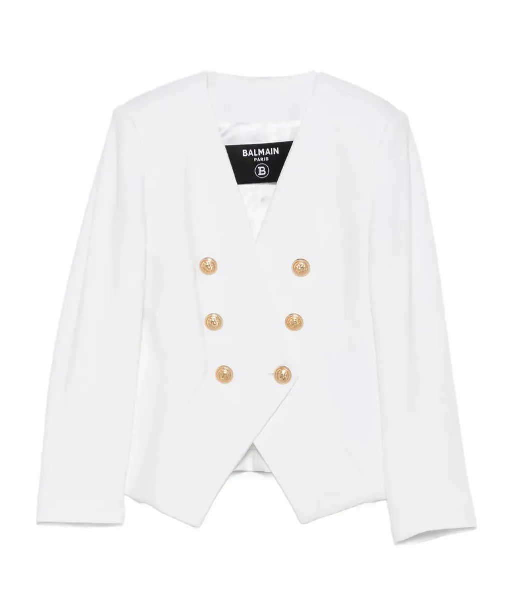Gold-Button Double-Breasted Jacket
