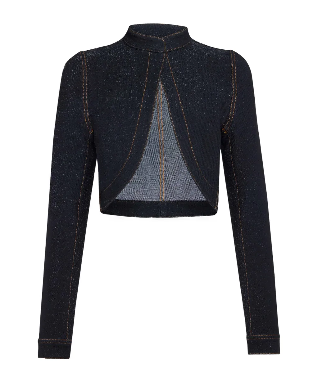 Alaa Denim Knit Cropped Jacket
