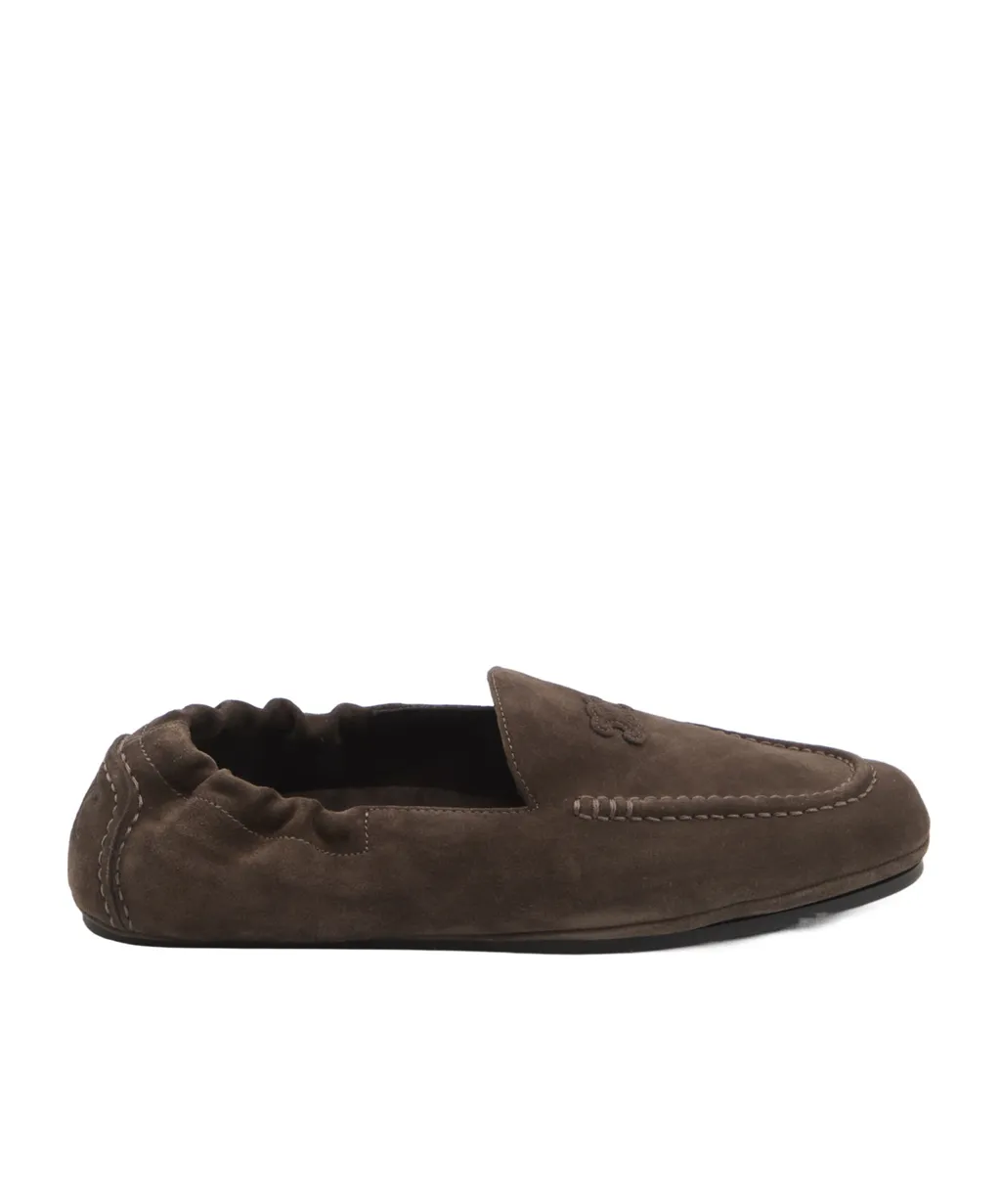 Celine Adam Loafer With Triomphe In Suede Calfskin