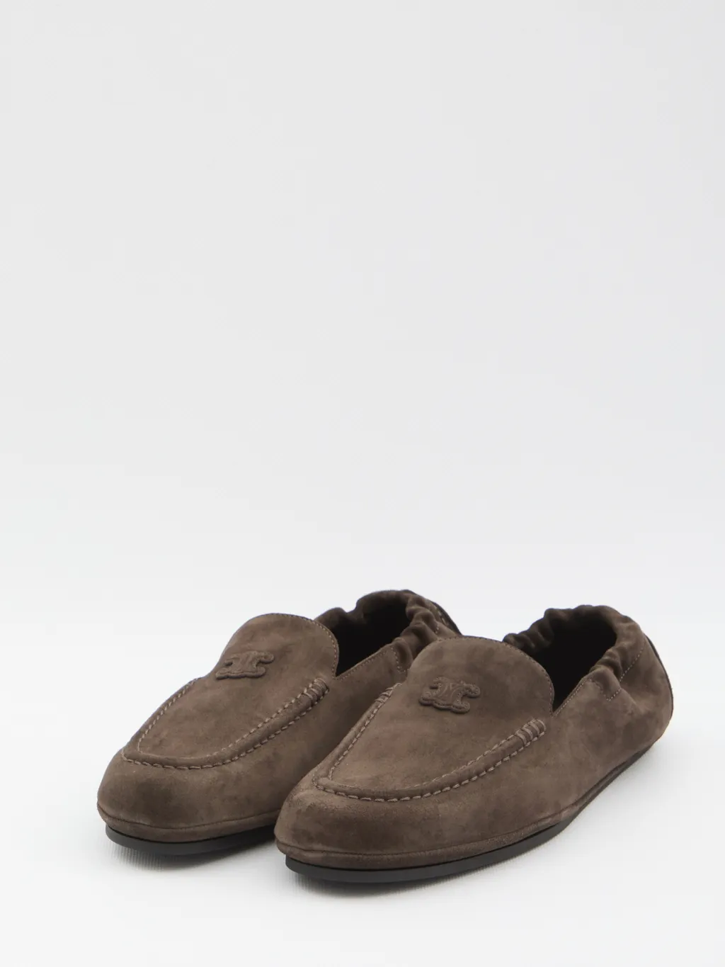 Celine Adam Loafer With Triomphe In Suede Calfskin