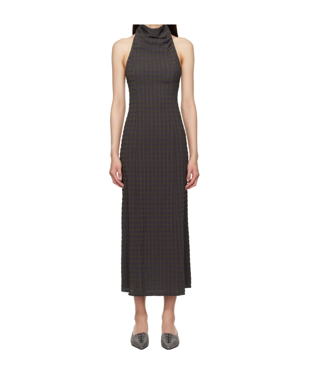 Maxi Halter-Neck Gingham Dress
