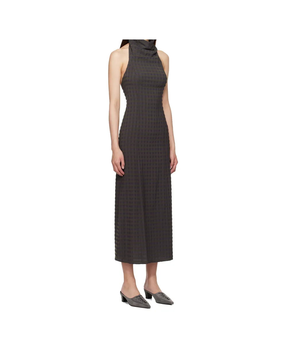 Maxi Halter-Neck Gingham Dress