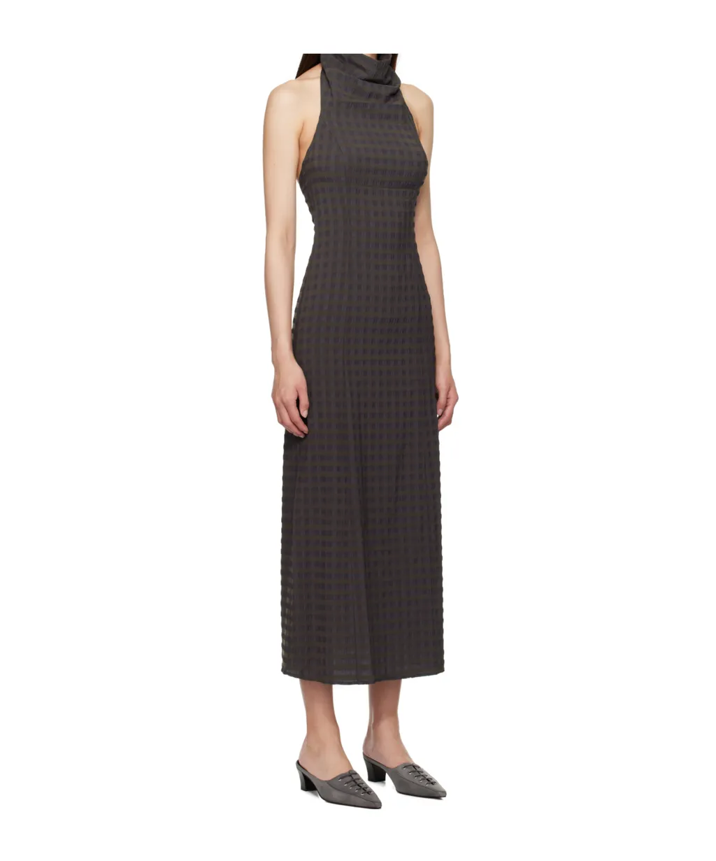 Maxi Halter-Neck Gingham Dress