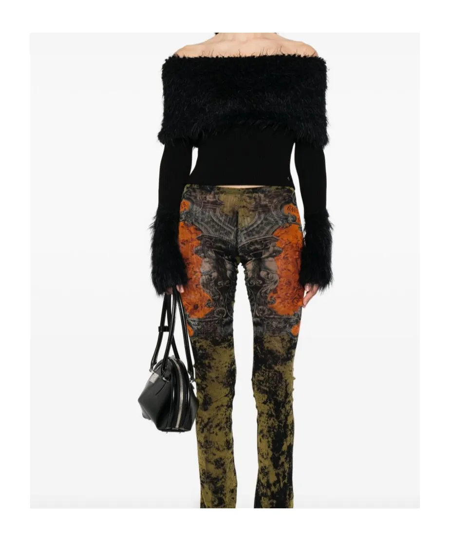 Ribbed Knit And Fuzzy Sweater Black