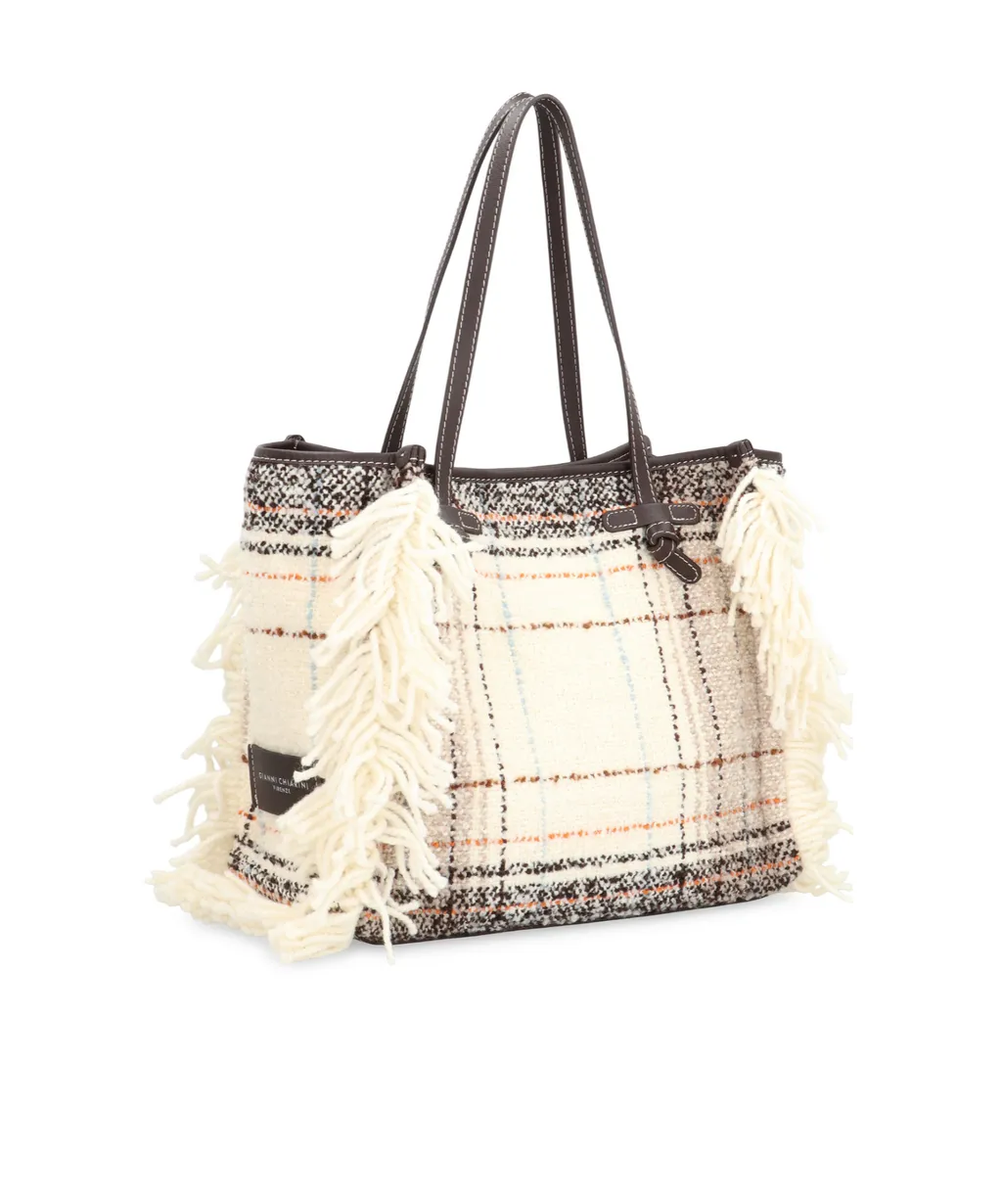 Plaid Fringed Tote Bag