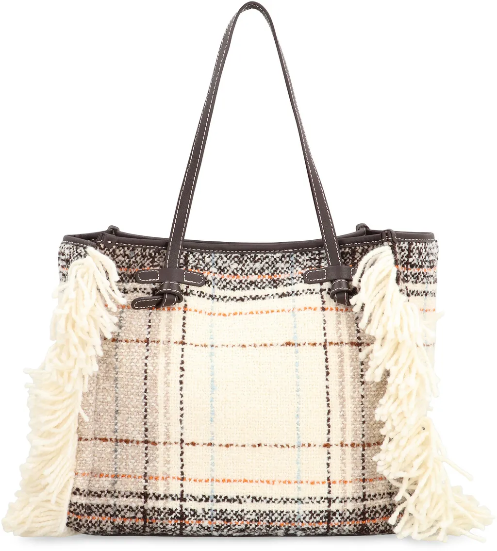 Plaid Fringed Tote Bag