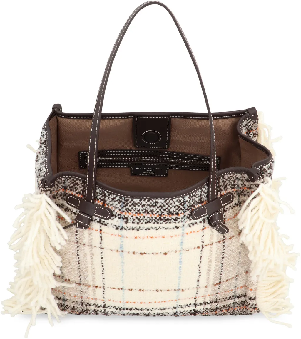 Plaid Fringed Tote Bag