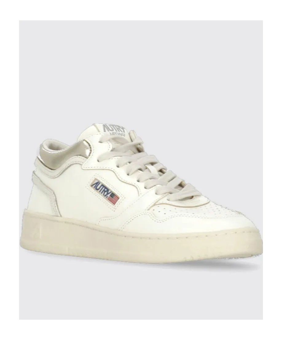 Perforated Platform Leather Sneakers
