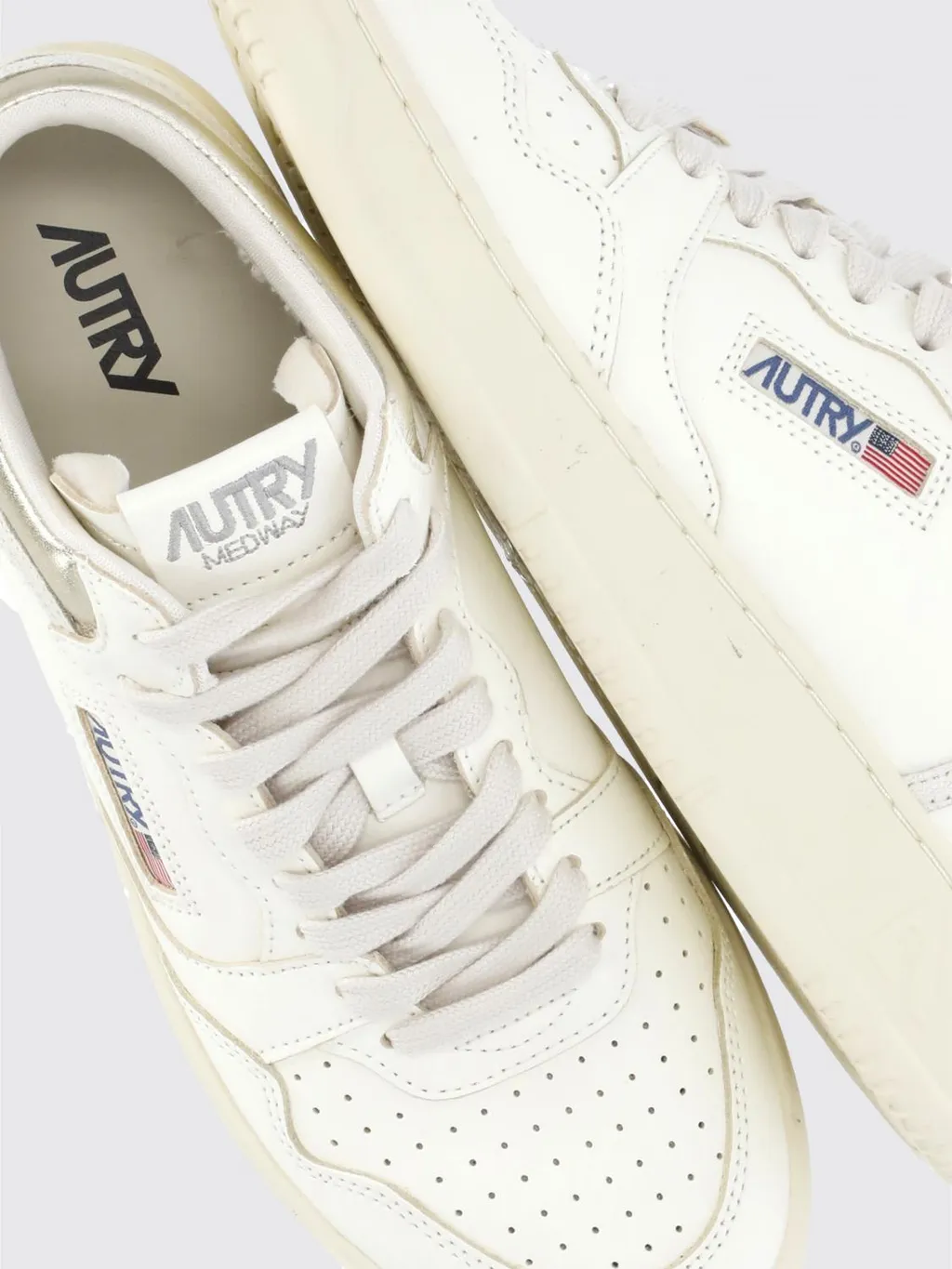 Perforated Platform Leather Sneakers