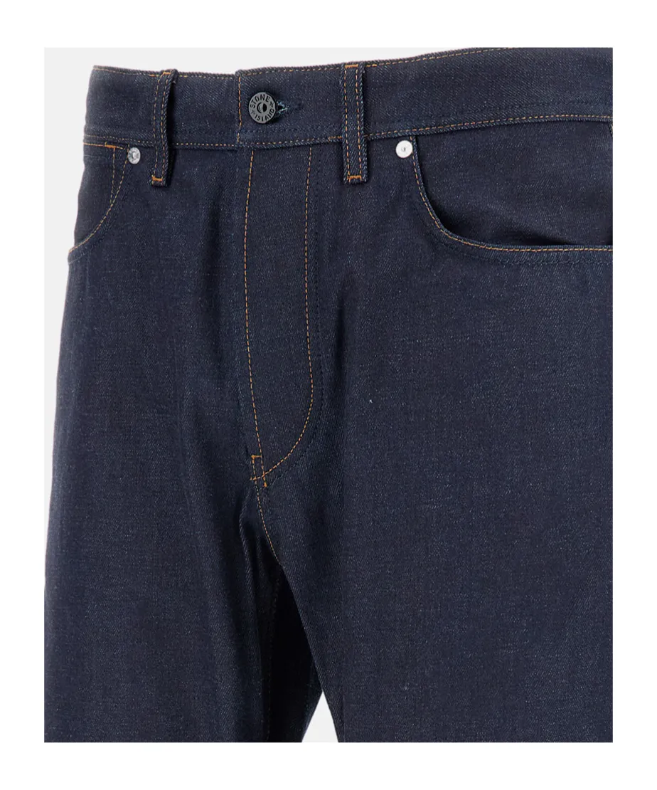 Stone Island Logo Patch Straight-Leg Jeans