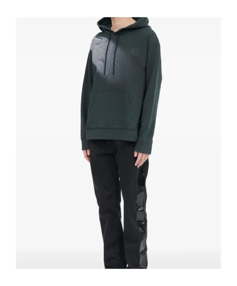 Mm6 Maison Margiela Logo Printed Drawstring Hoodie