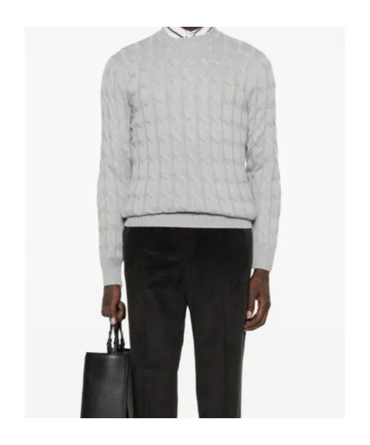 Cable-Knit Crew-Neck Sweater