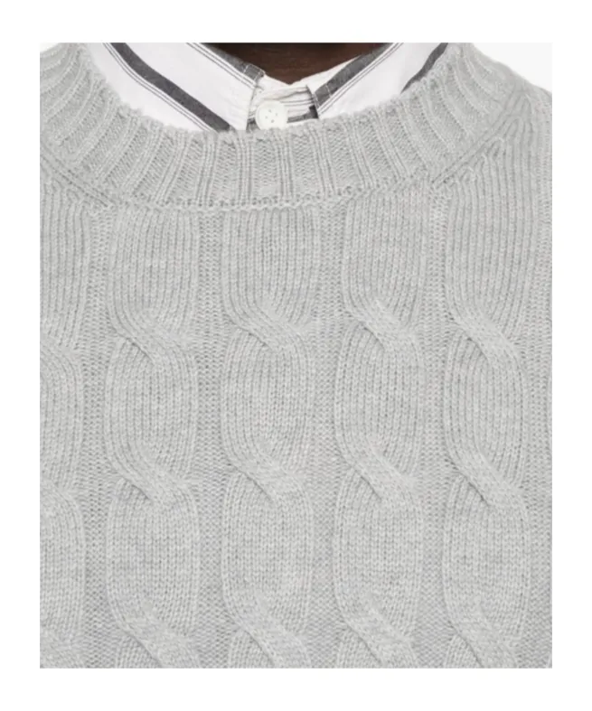 Cable-Knit Crew-Neck Sweater