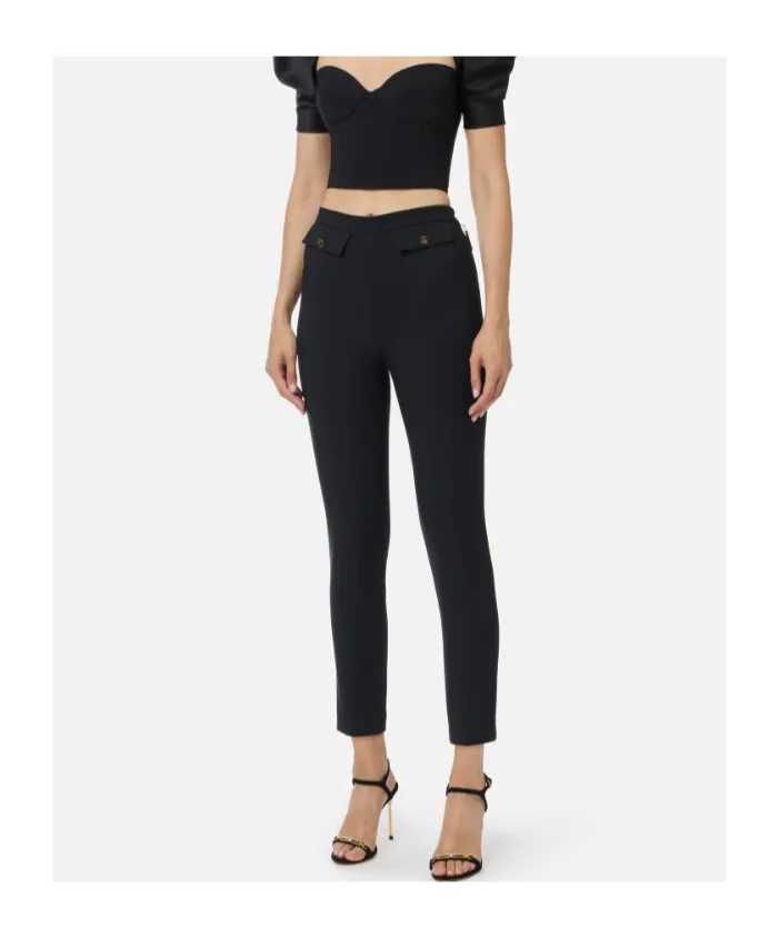 Button-Fastening Pocket Trousers