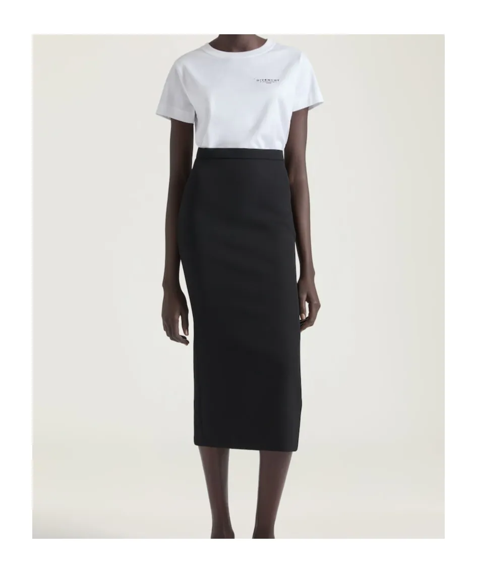 Midi Kickback Skirt In Crepe Cady