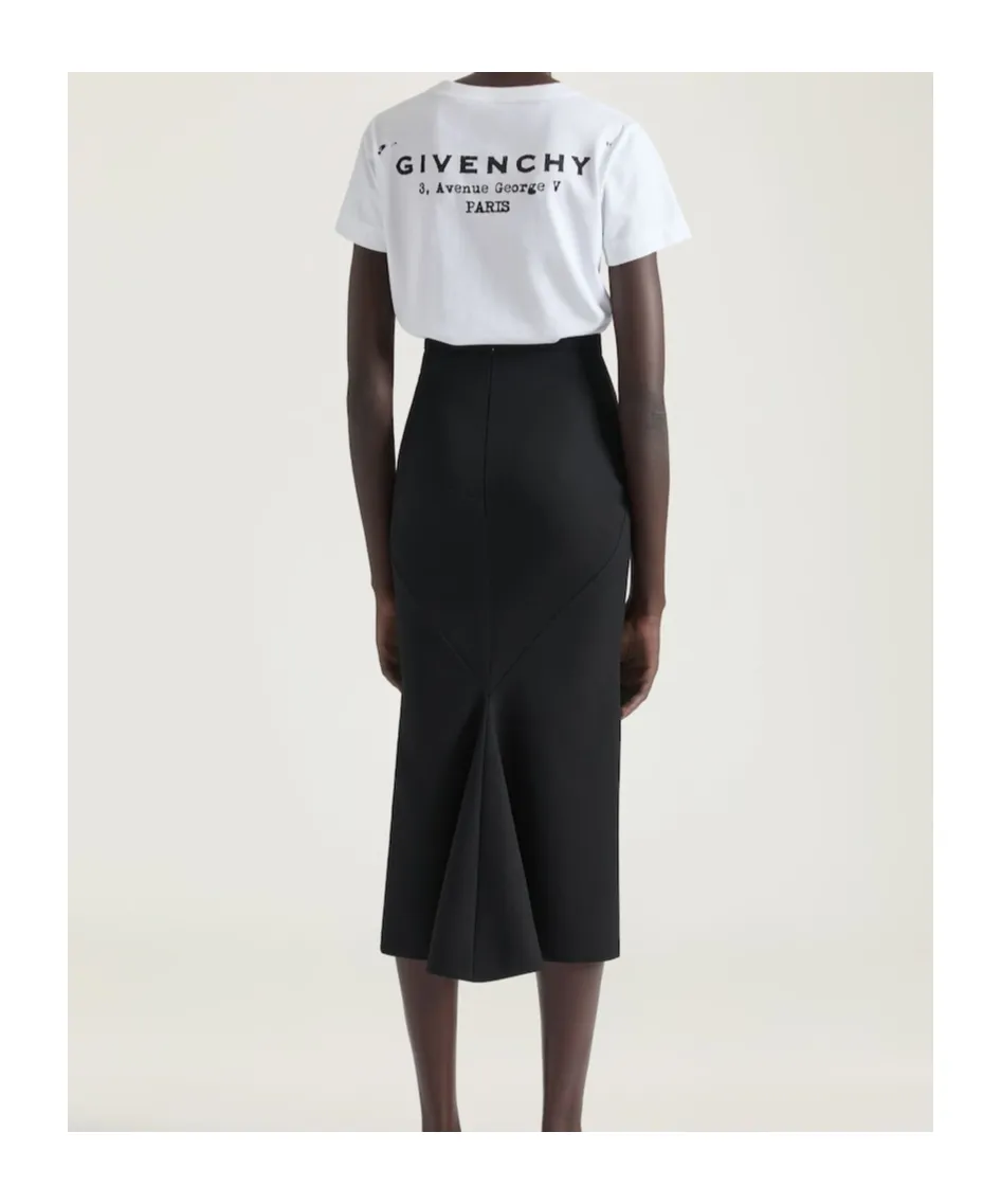 Midi Kickback Skirt In Crepe Cady
