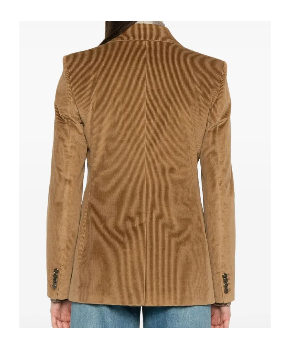 Double-Breasted Corduroy Velvet Jacket