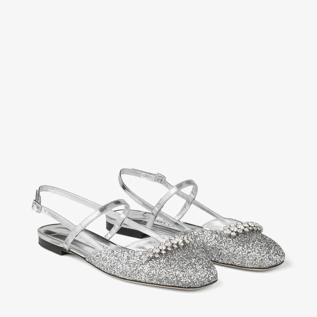 Belinda Glitter-Embellished Slingback Sandals
