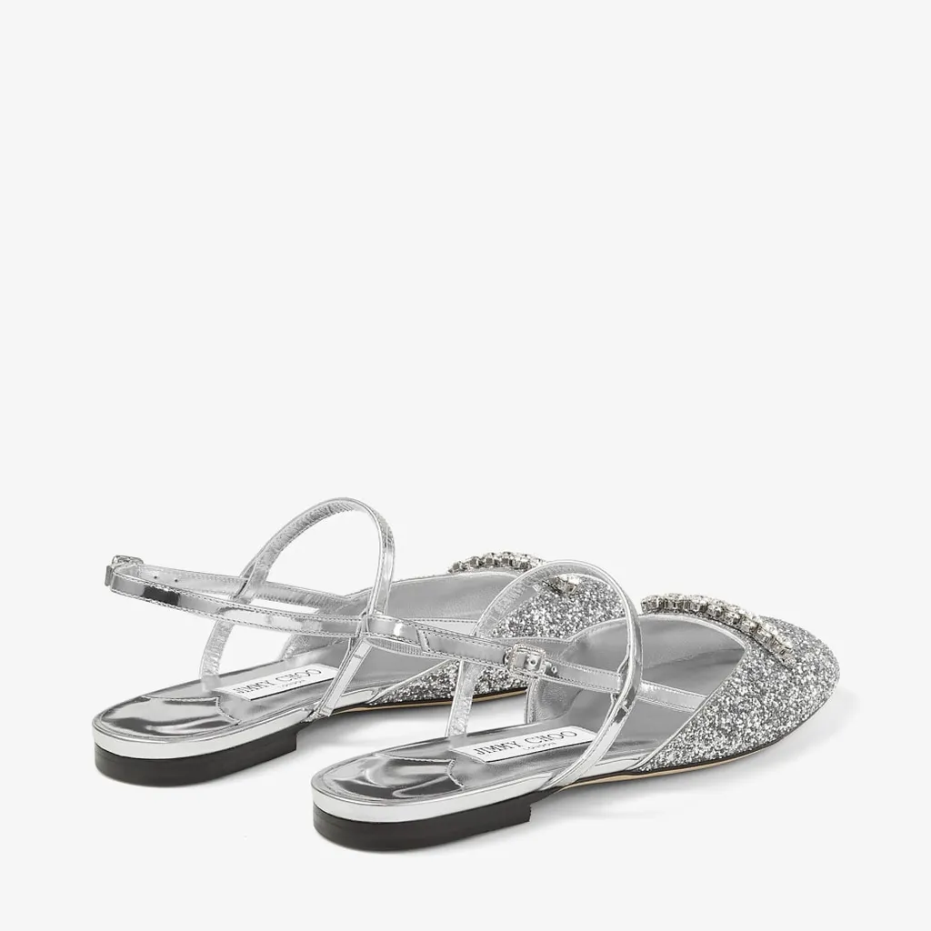 Belinda Glitter-Embellished Slingback Sandals
