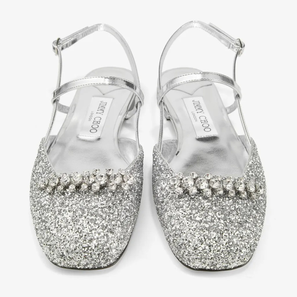 Belinda Glitter-Embellished Slingback Sandals