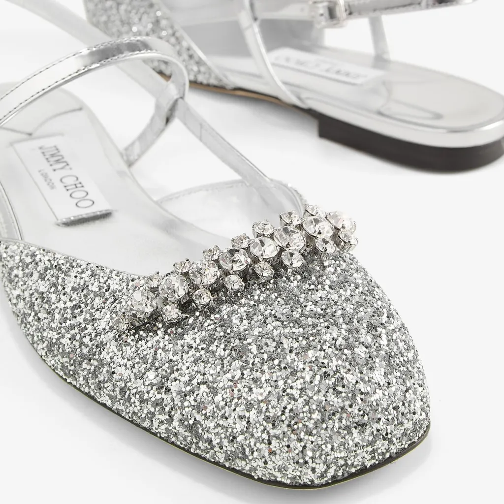 Belinda Glitter-Embellished Slingback Sandals