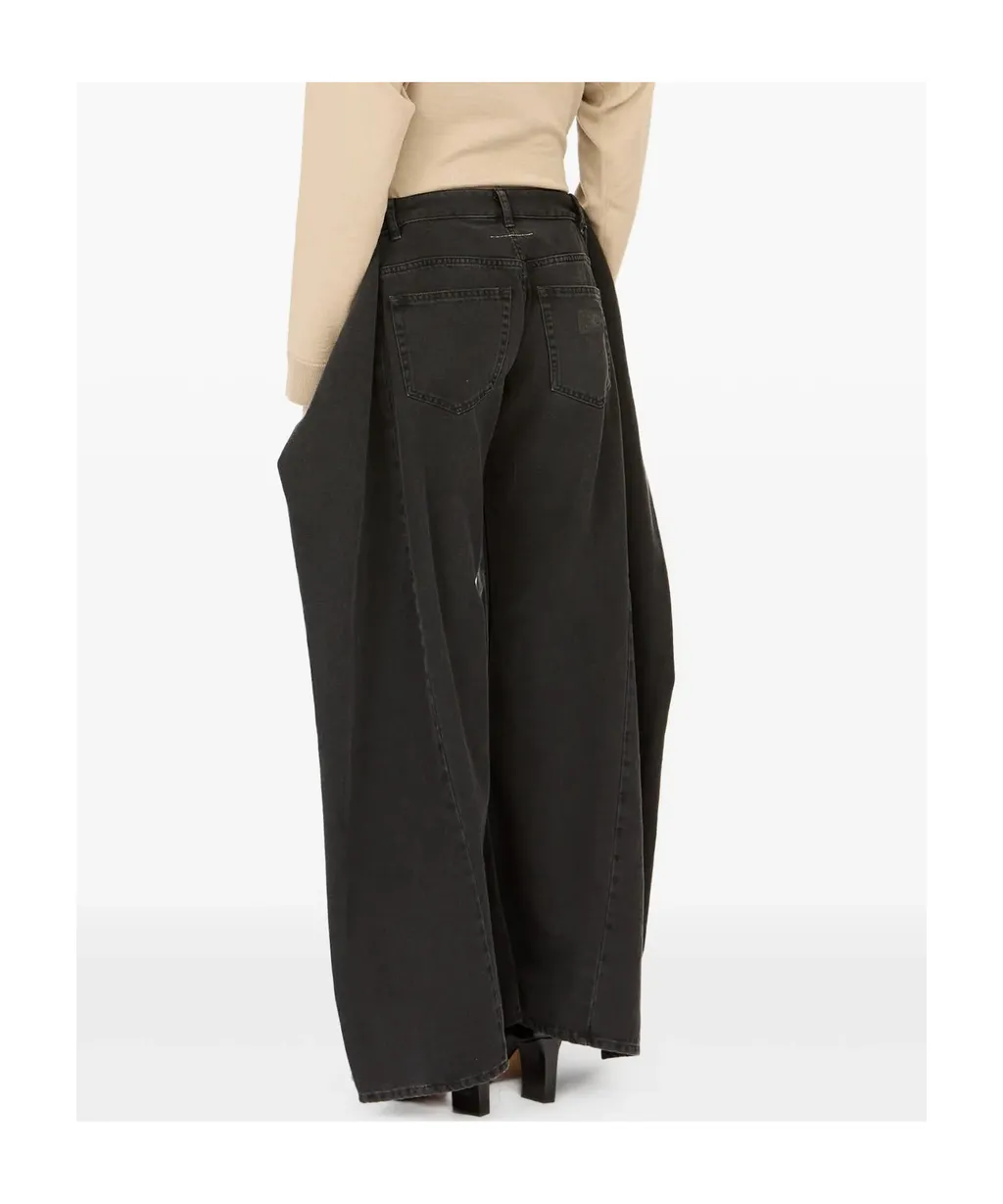 Mm6 Maison Margiela Wide-Leg Draped Jeans