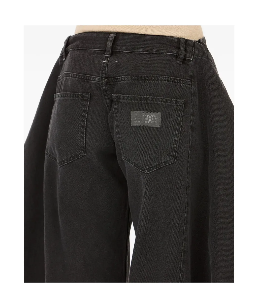 Mm6 Maison Margiela Wide-Leg Draped Jeans