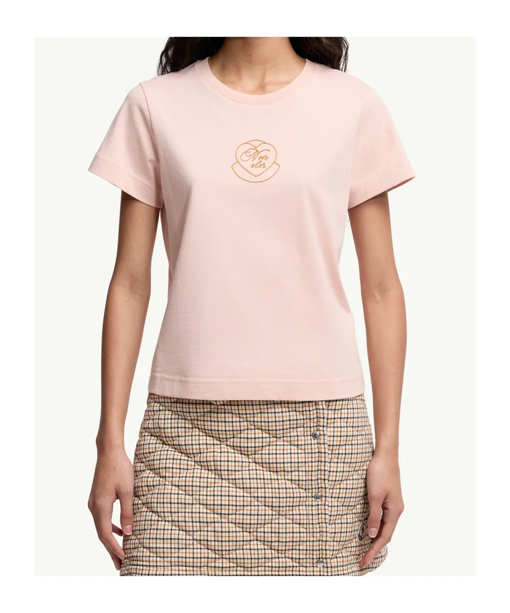 Embroidered Heart Logo Cotton T-Shirt