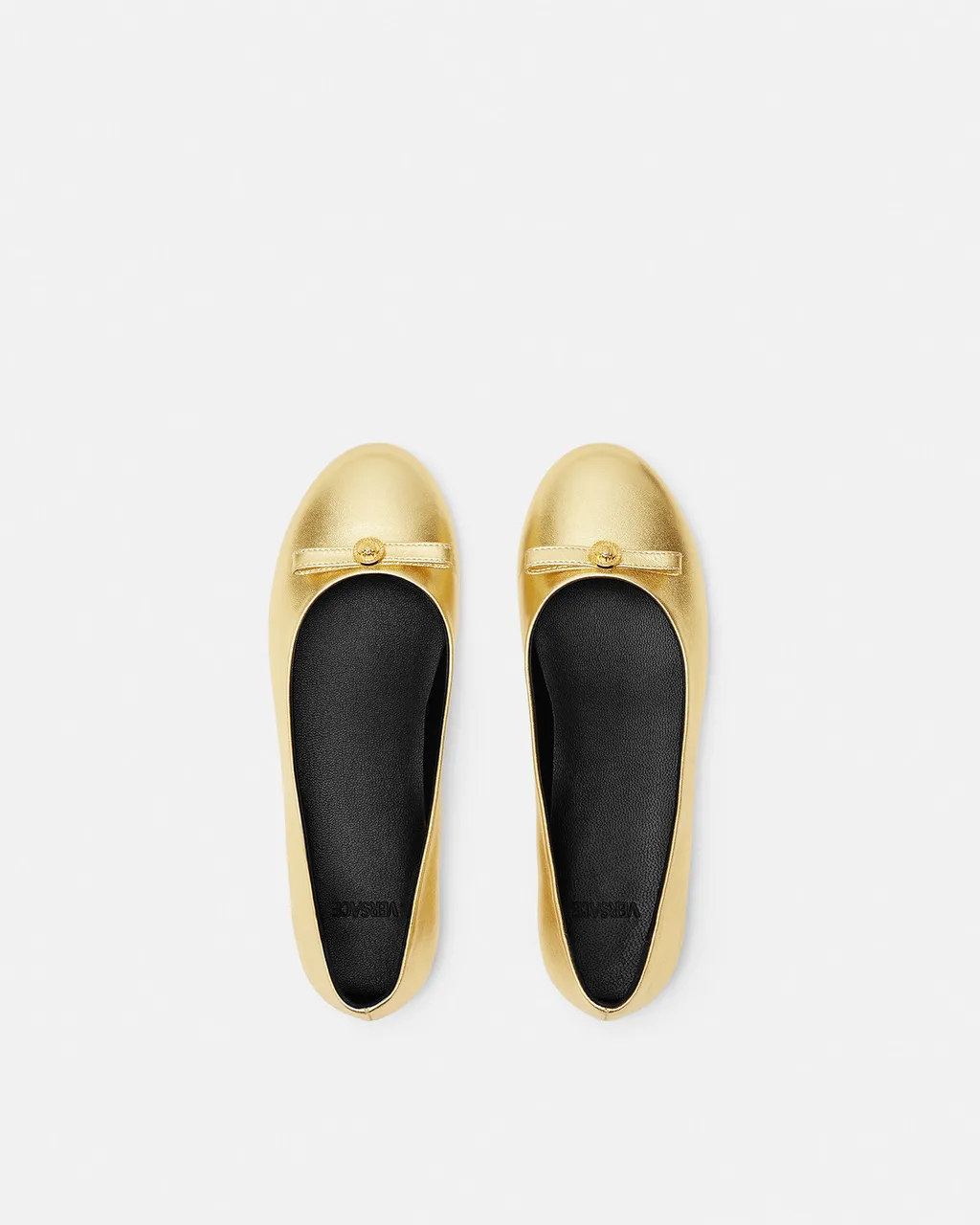 Versace Kids Gianni Ribbon Metallic Ballerinas