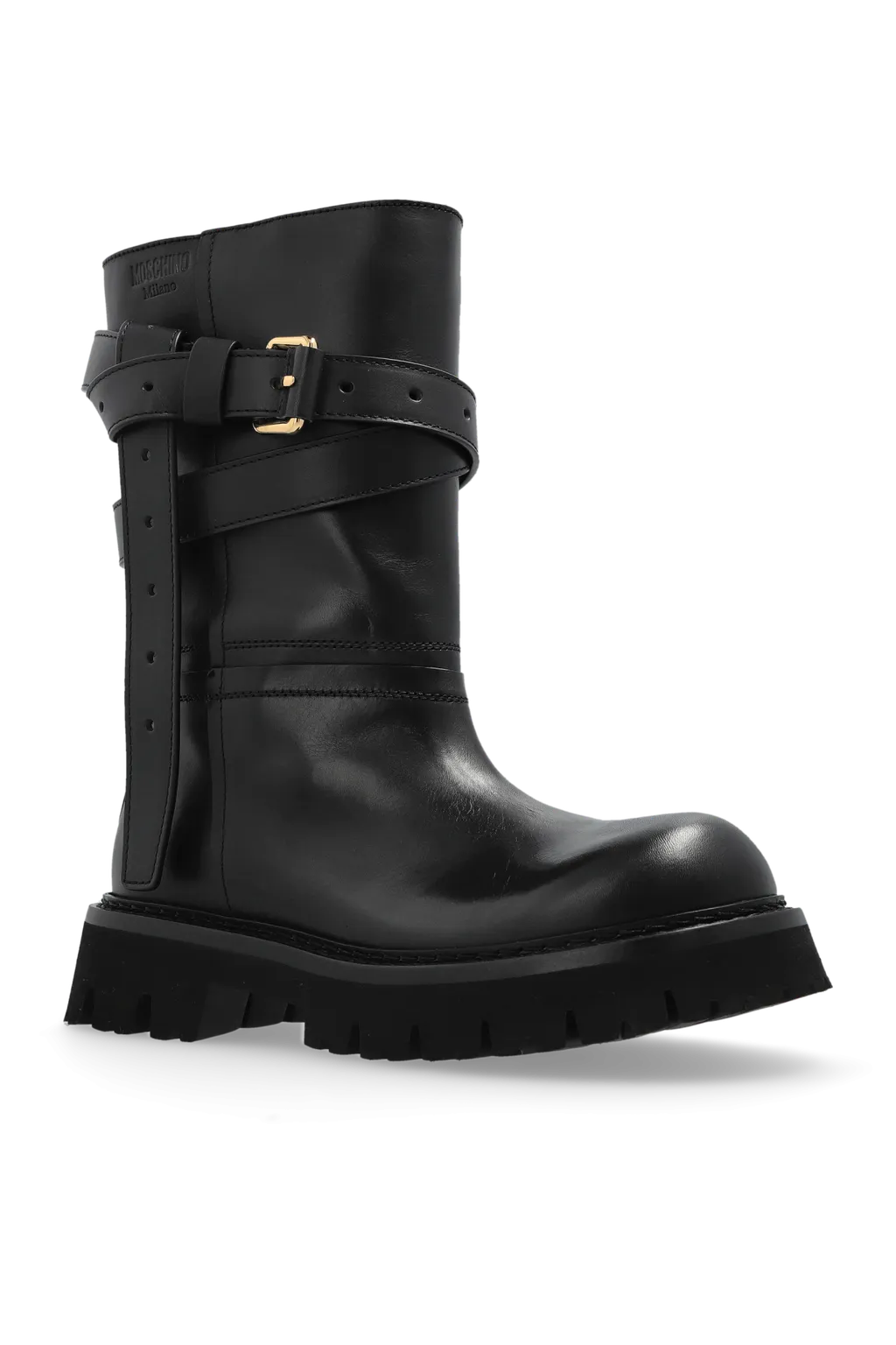 Moschino Logo Debossed Ankle Boots