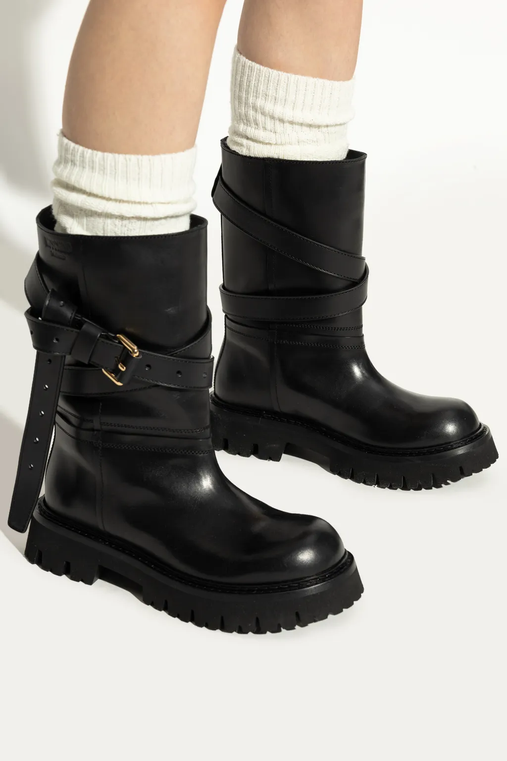 Moschino Logo Debossed Ankle Boots
