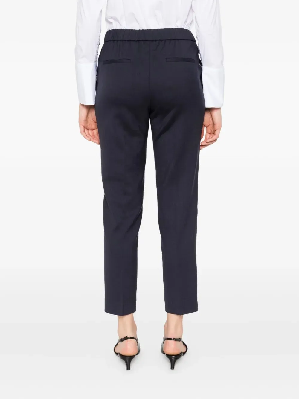 Elasticated-Waist Side-Stripe Trousers