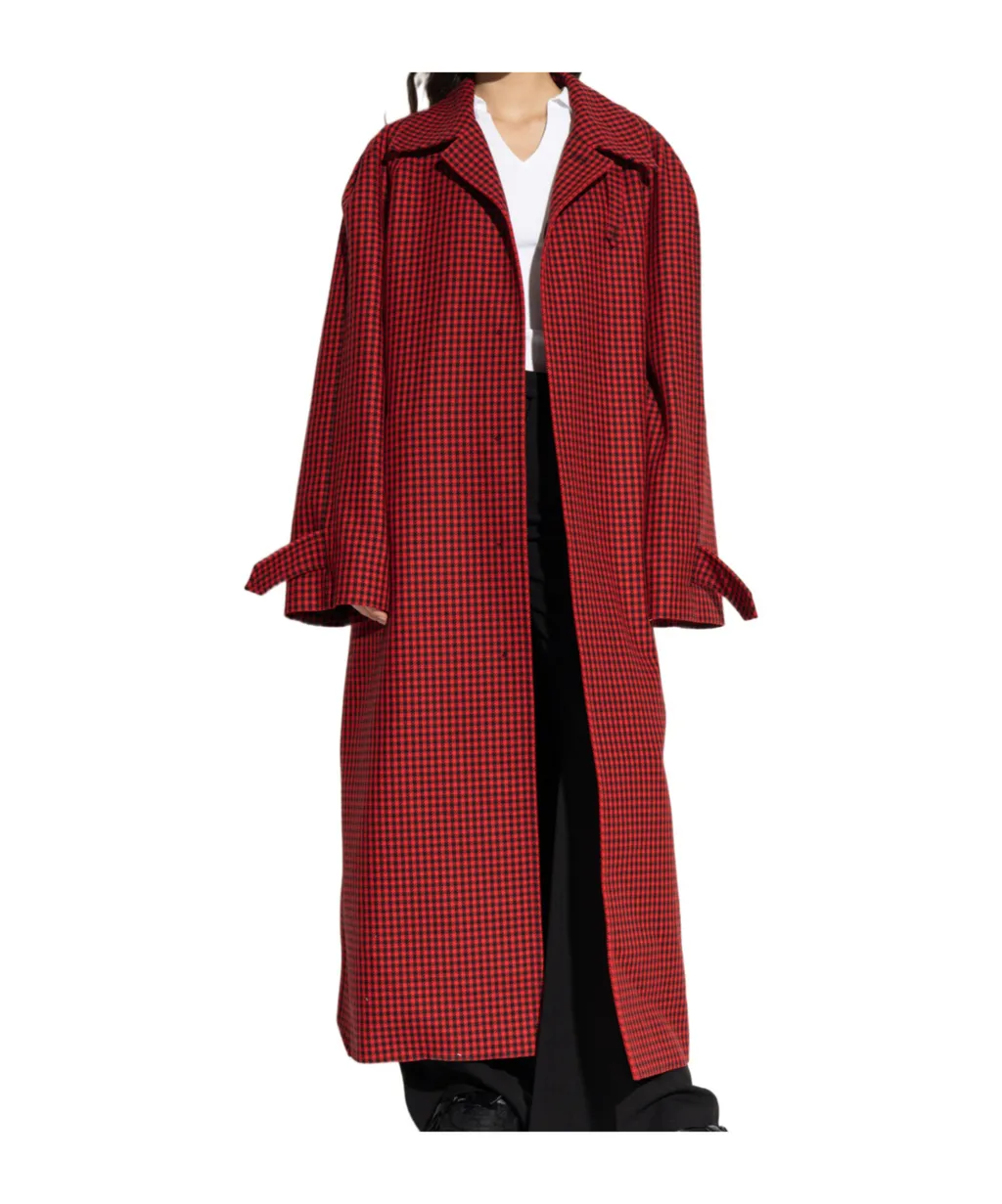 Houndstooth Pattern Long Coat