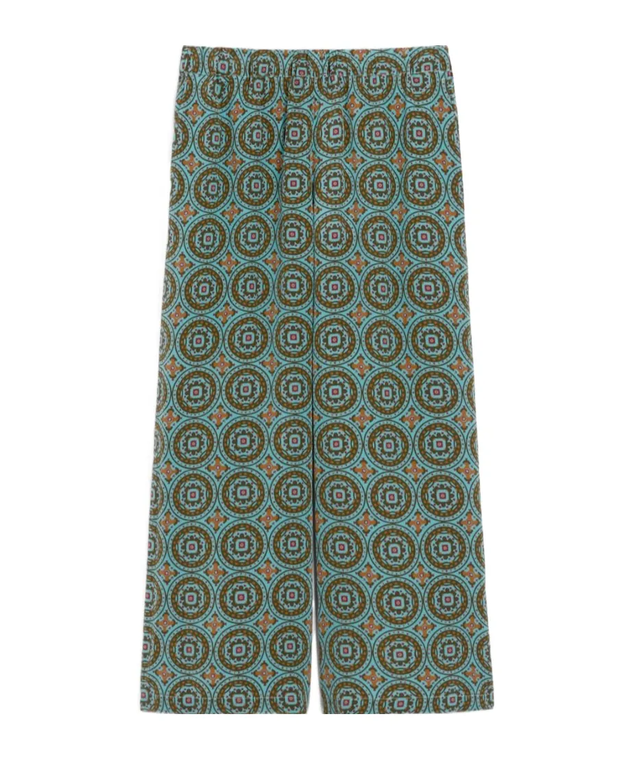 Printed Silk Cropped Trousers