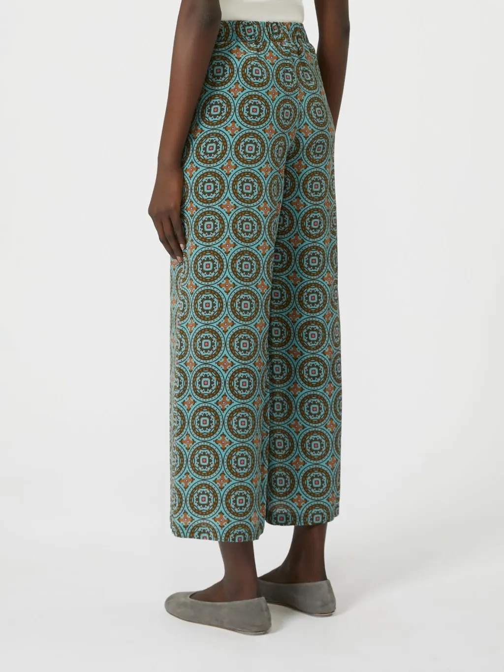 Printed Silk Cropped Trousers