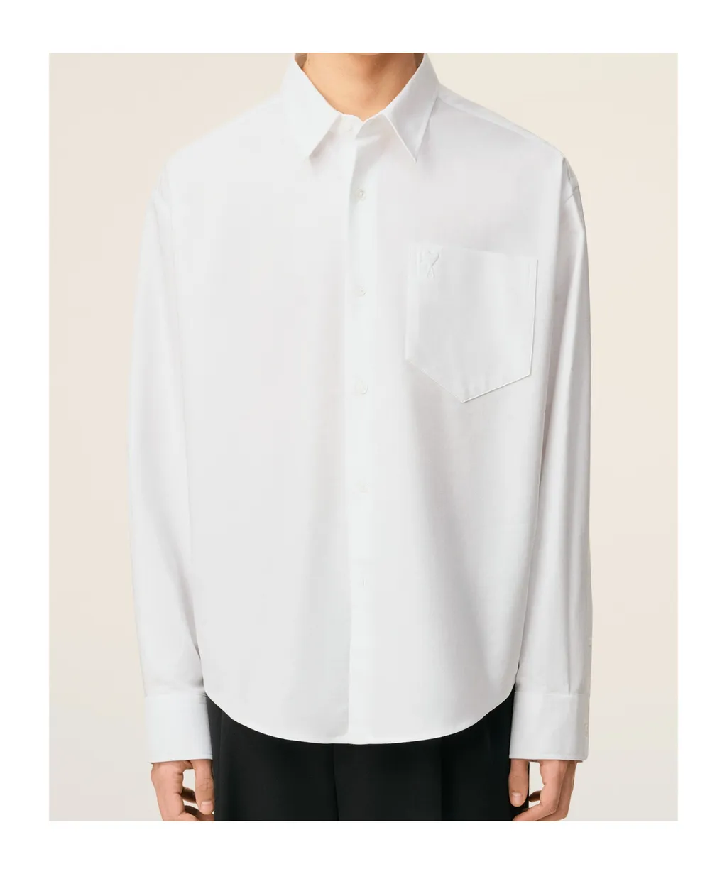 Ami Paris Ami De Coeur Logo Embossed Boxy Shirt