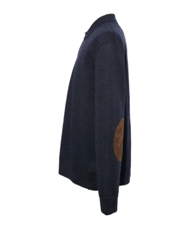 Elbow-Patch Wool Polo Shirt