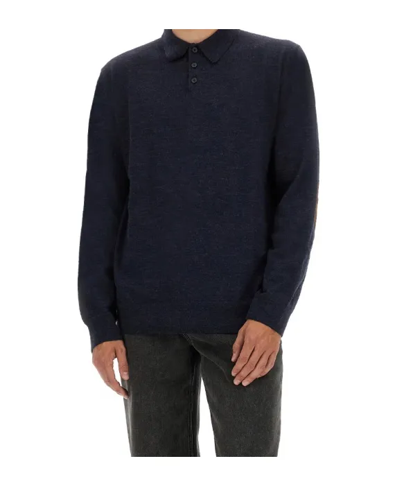 Elbow-Patch Wool Polo Shirt