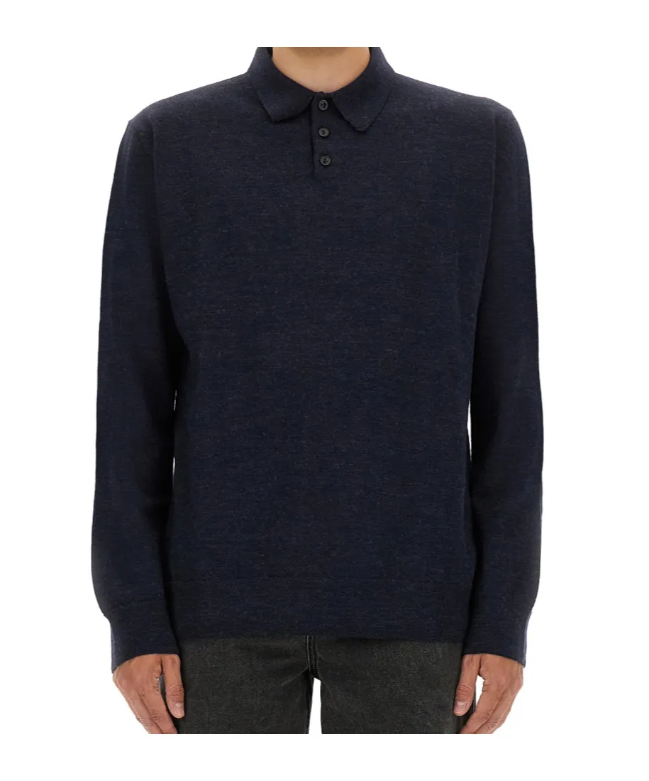 Elbow-Patch Wool Polo Shirt