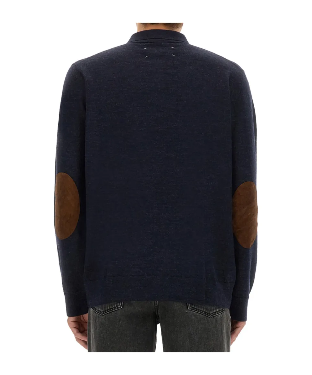 Elbow-Patch Wool Polo Shirt