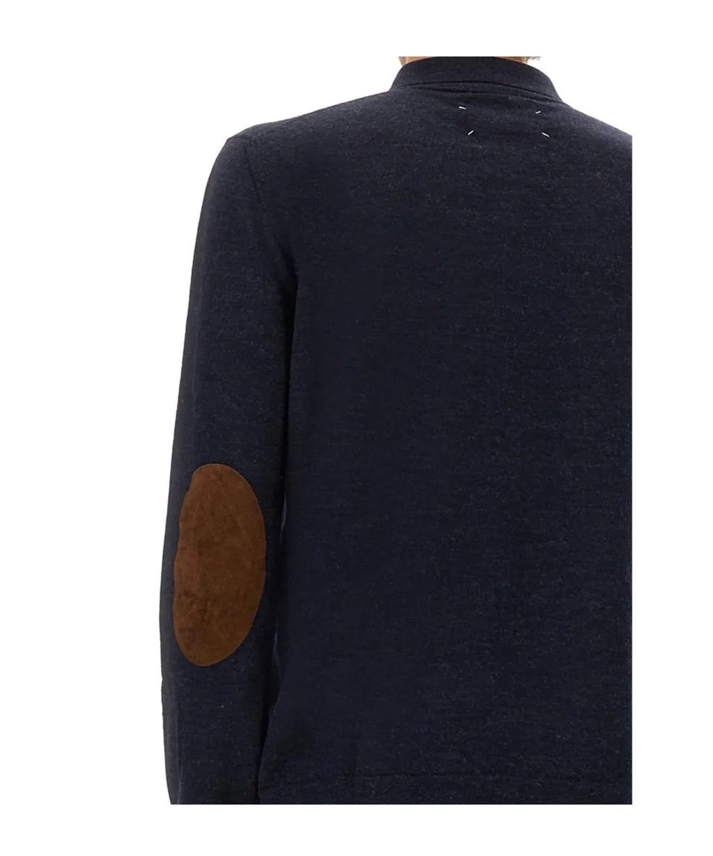 Elbow-Patch Wool Polo Shirt