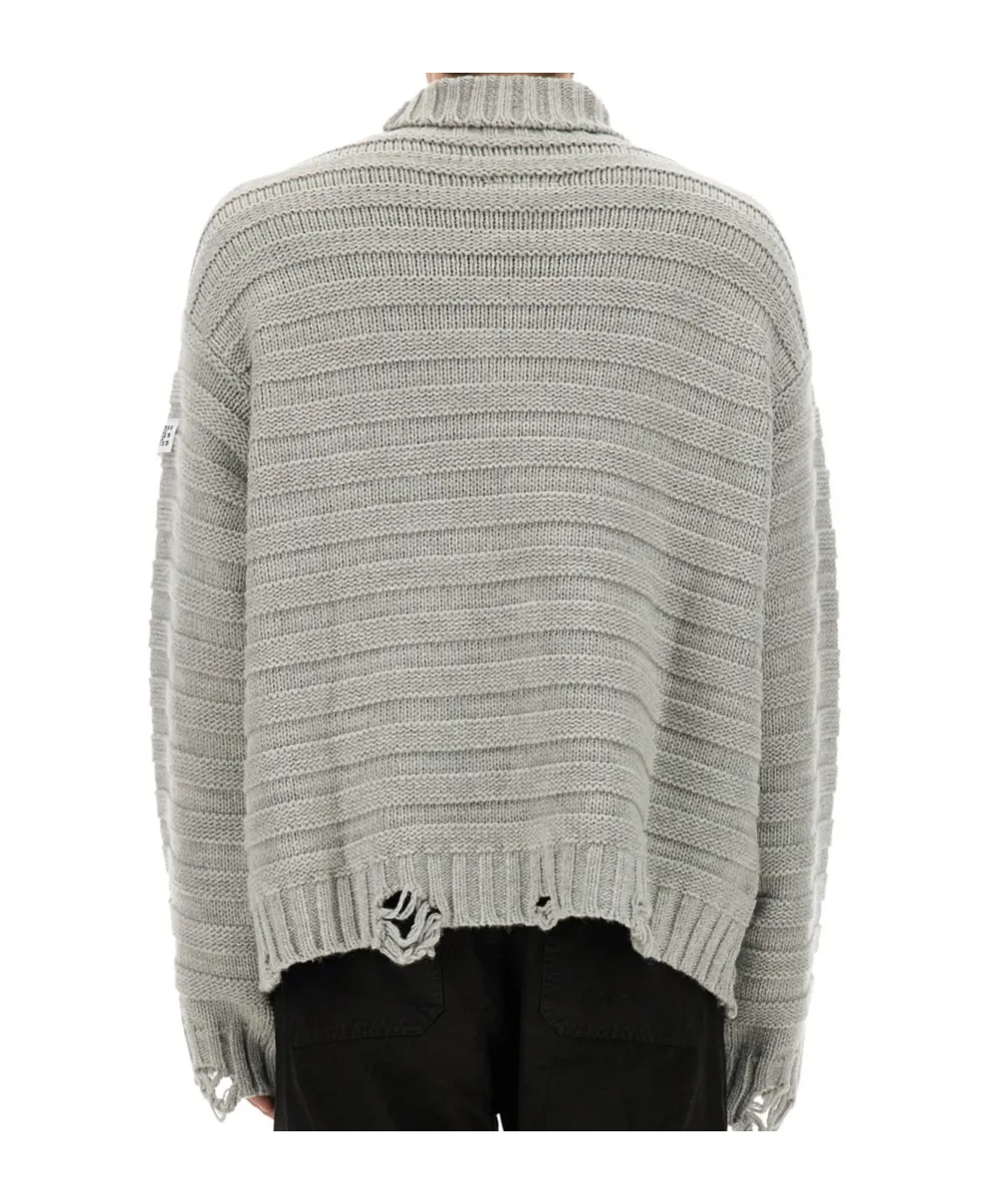 Mm6 Maison Margiela High-Neck Drop-Shoulder Distressed Jumper