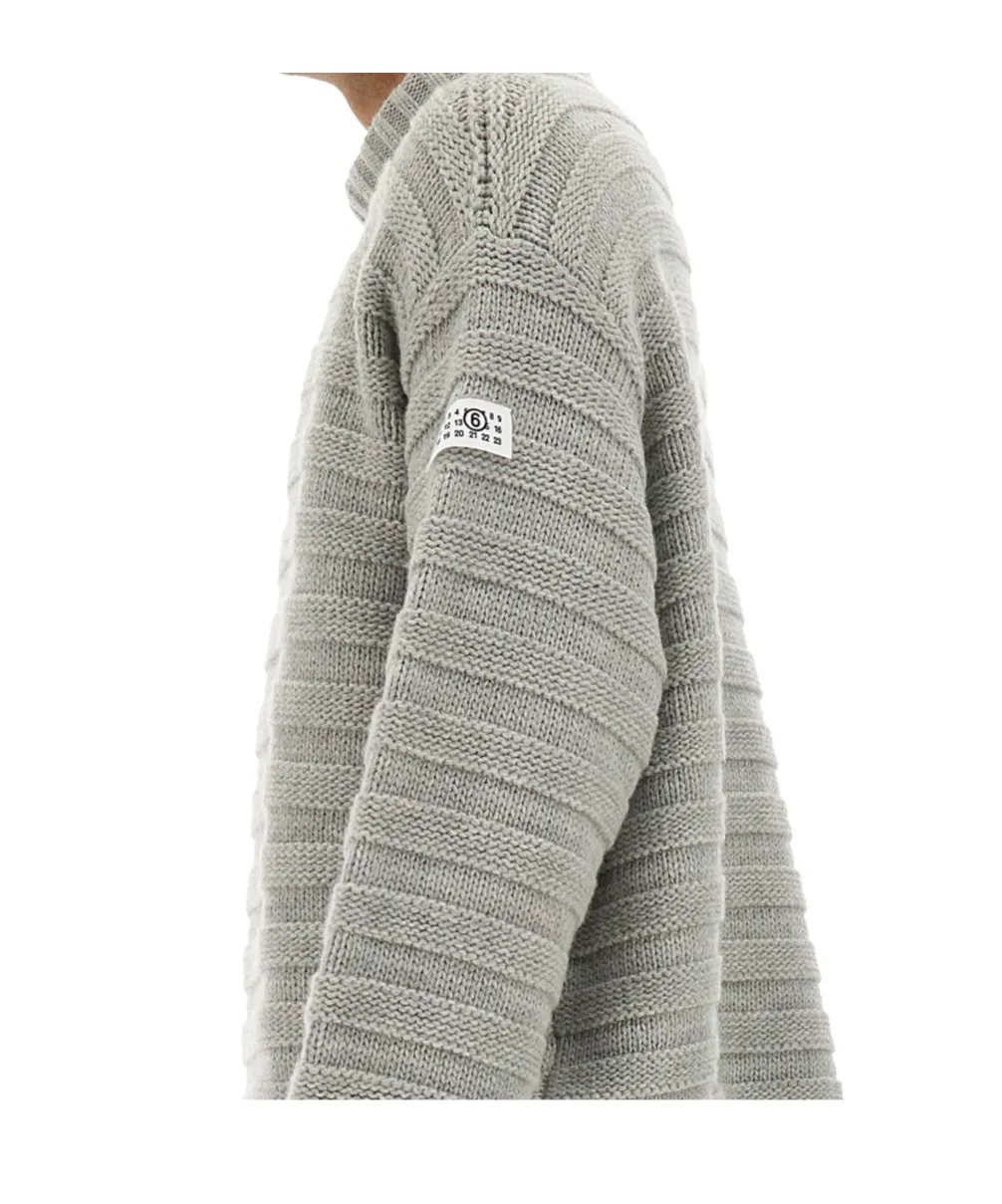 Mm6 Maison Margiela High-Neck Drop-Shoulder Distressed Jumper