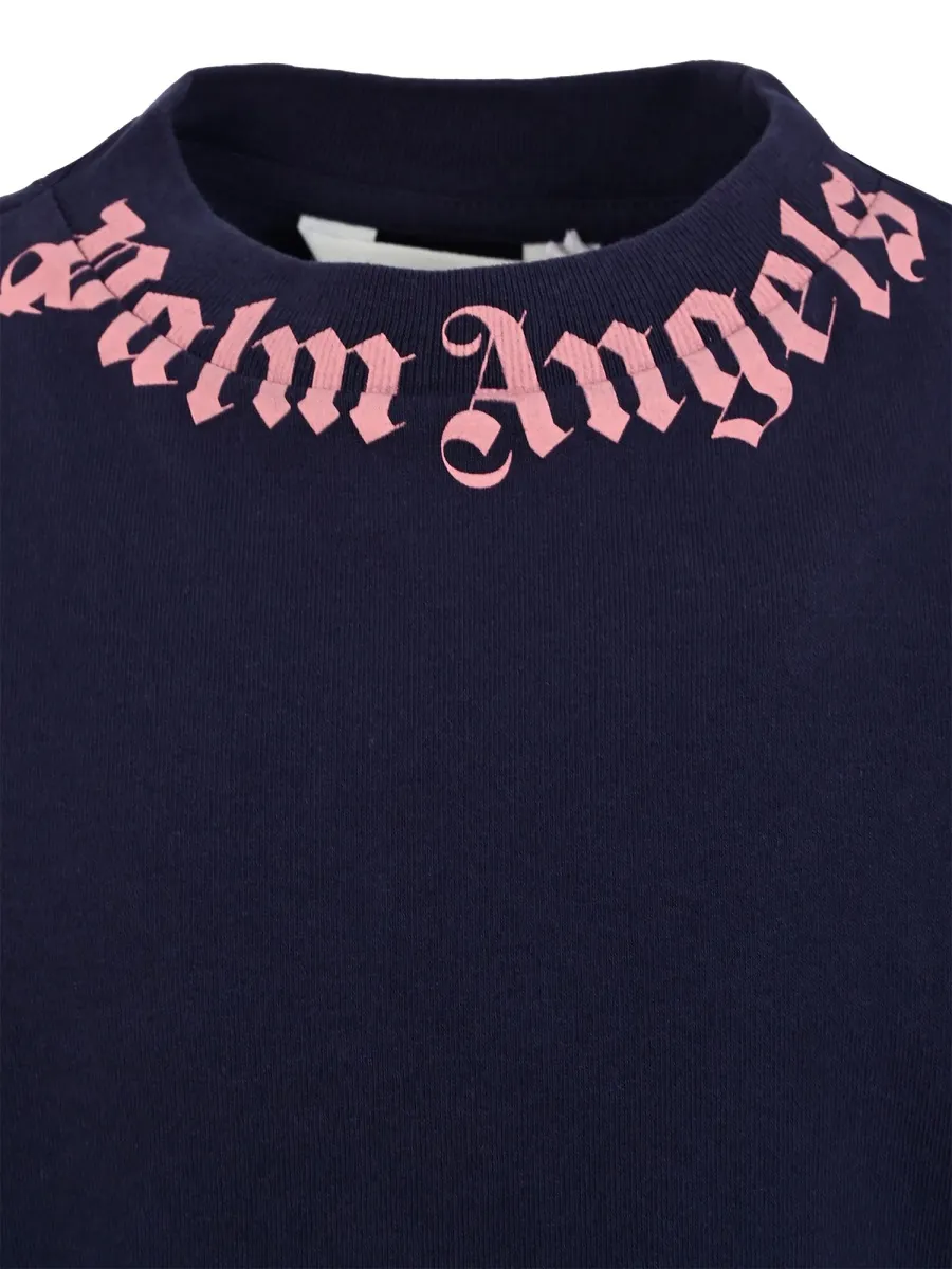 Palm Angels Kids Mock-Neck Logo Printed T-Shirt